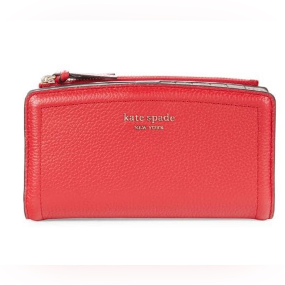 New Kate Spade New York slim leather zip wallet purse rare color lingonberry